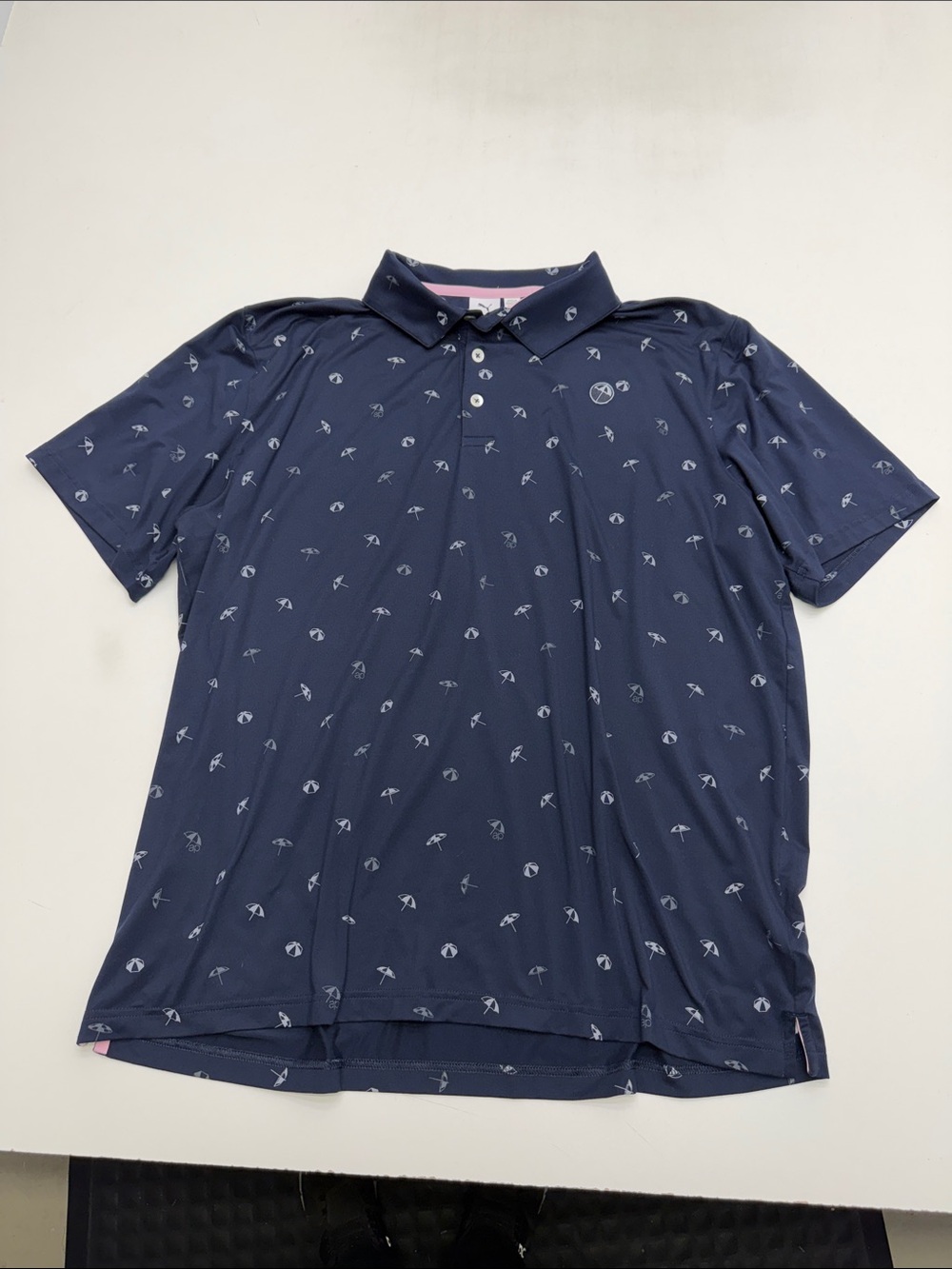 ARNOLD PALMER PUMA Men’s XL Blue Umbrella Print Polo Shirt